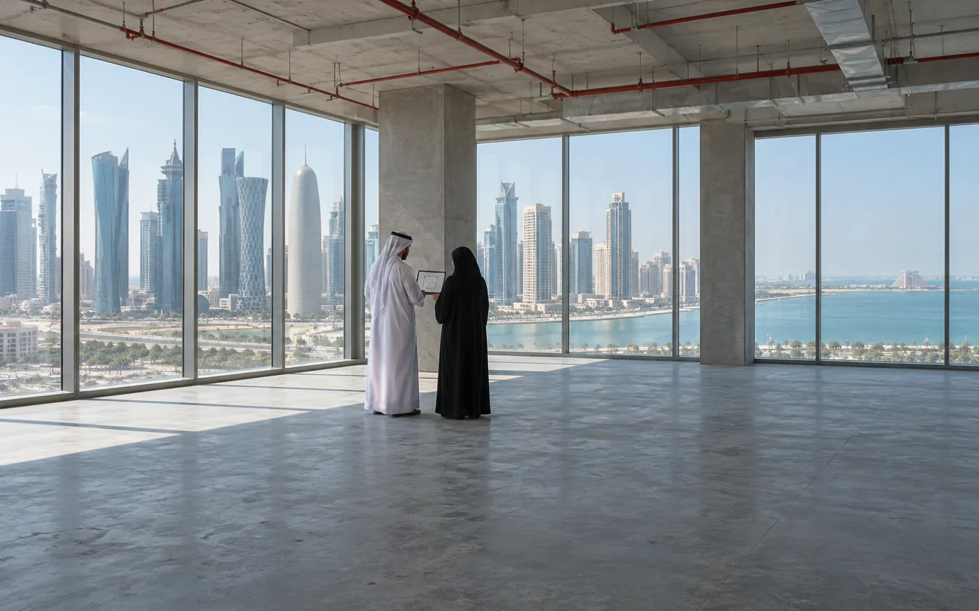 Illustrative contractor inspecting a project space